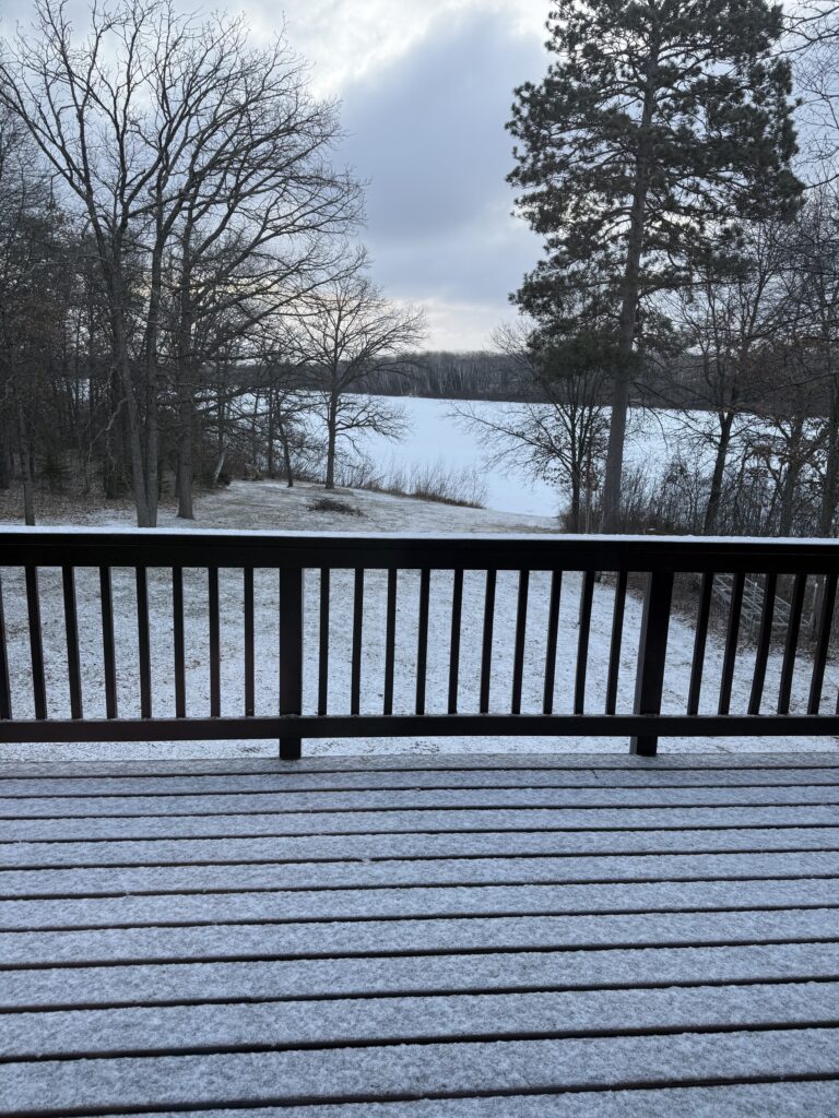 Light winter snow in Nevis Minnesota.